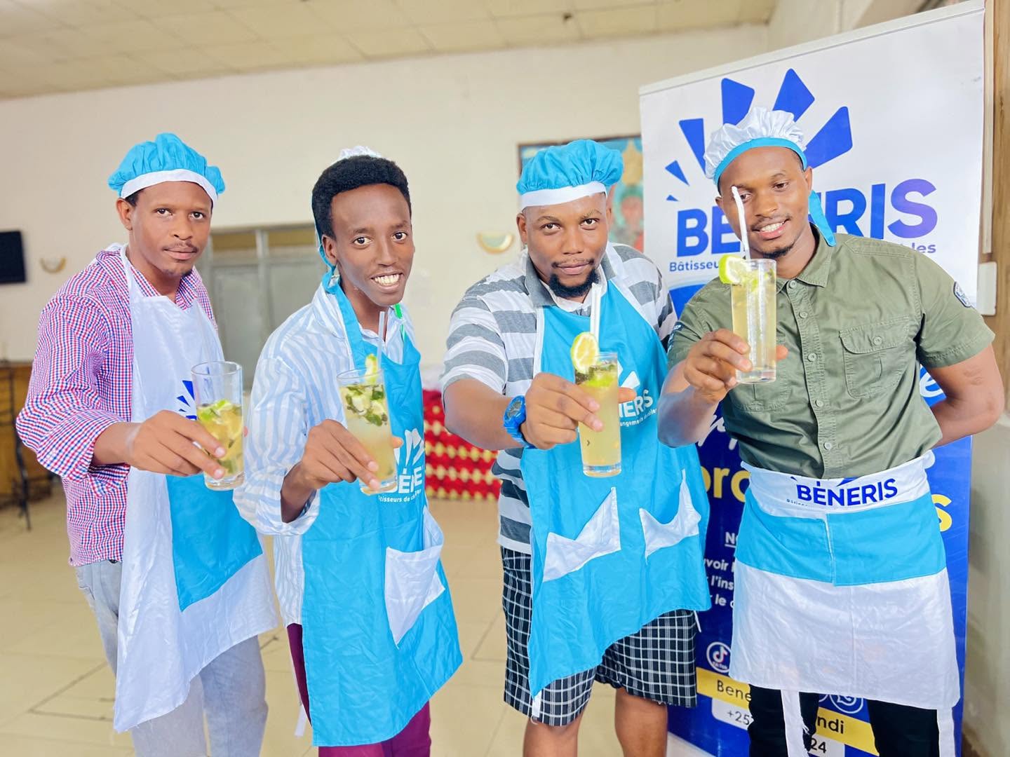 Bartender trainees presenting their cocktails